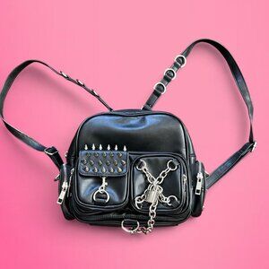 Current Mood faux leather studded chains backpack purse